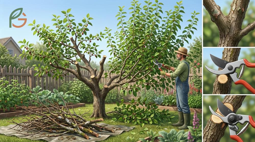How to prune a mulberry tree by removing dead wood and focusing on 5 main structural cuts to encourage fruiting.