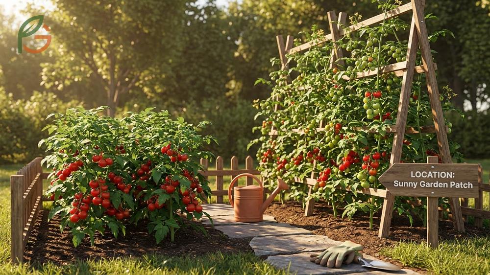 How to grow cherry tomatoes by planting deep in well draining soil and spacing 18 to 24 inches apart for air circulation.