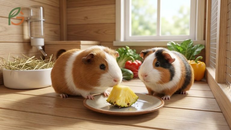 Can guinea pigs eat pineapple safety overview highlighting vitamin C benefits versus high sugar content risks.