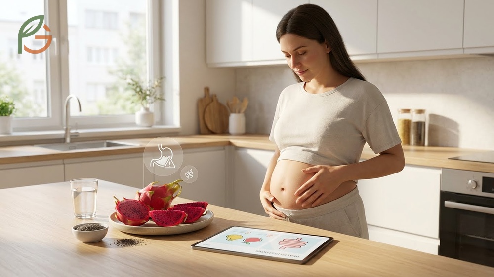 Potential dragon fruit side effects during pregnancy such as digestive upset or allergies when consumed in excess.