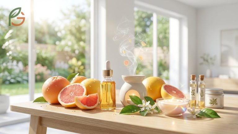 Grapefruit essential oil benefits derive from d-limonene and vitamin C which provide powerful antibacterial and anti-inflammatory properties.
