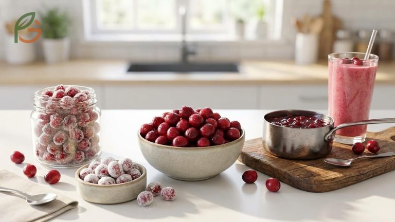 How to eat cranberries using sugared or raw recipes that provide 46 calories per cup and 4g of fiber.