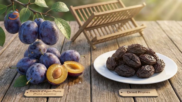 Plums vs prunes comparison showing that specific varieties like French d'Agen are needed for successful drying.