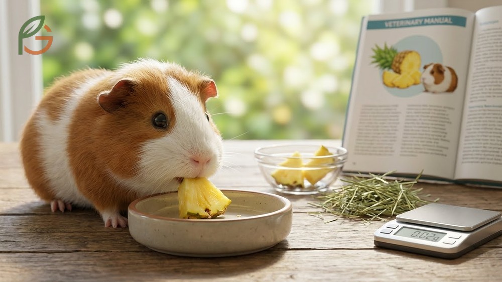 Can guinea pigs eat pineapple nutrition facts showing 47 mg of vitamin C and 9 grams of sugar per 100g serving.