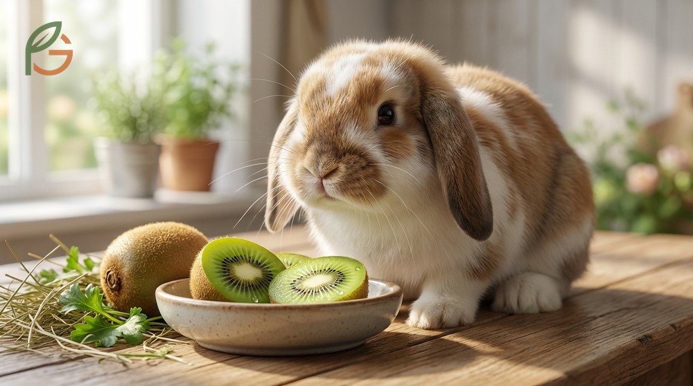 Can rabbits eat kiwi as a rare treat due to high sugar content causing bacterial growth.