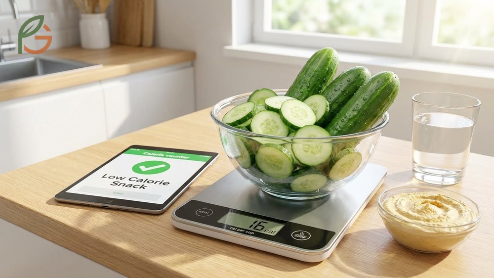 Cucumbers as low calorie snacks offer volume and crunch with just 16 calories per cup to support weight loss.