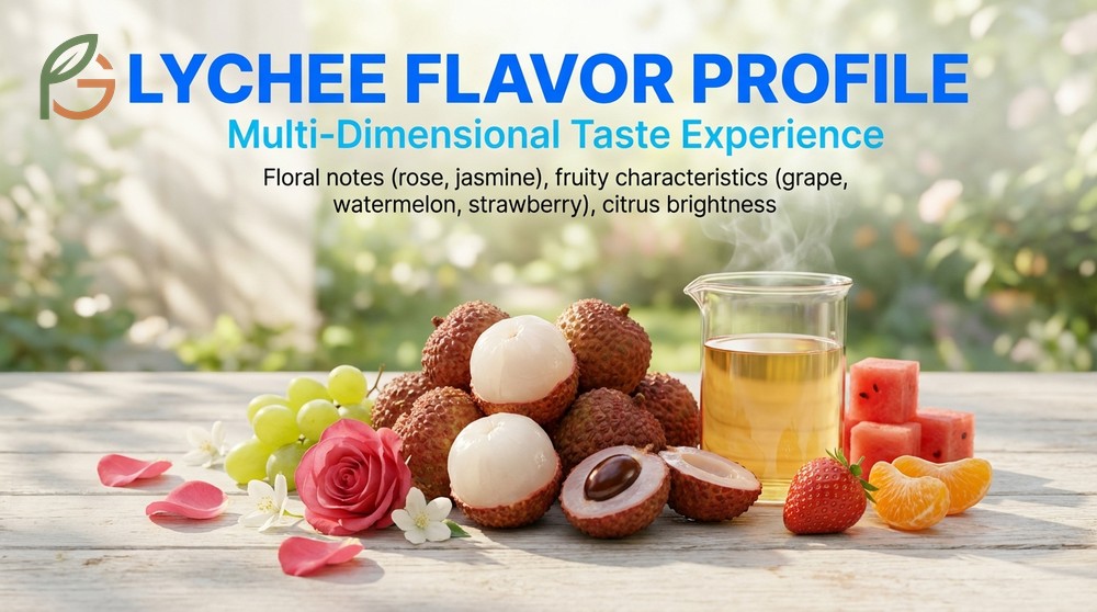 What does lychee taste like flavor profile detailing specific taste notes of Brewster and Mauritius varieties.