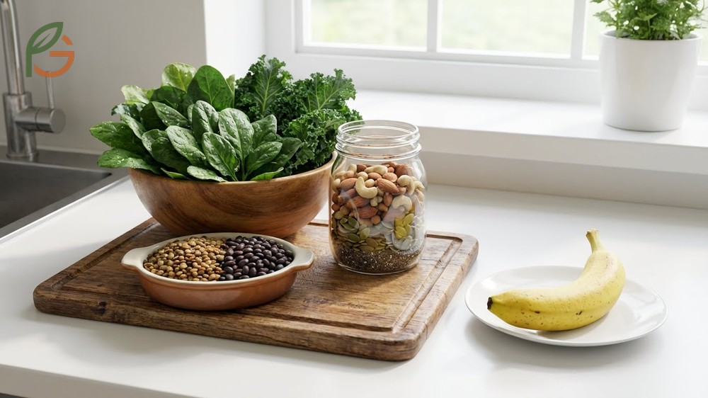 Magnesium rich foods like nuts and seeds offer significantly higher mineral levels than the 32 mg found in bananas.