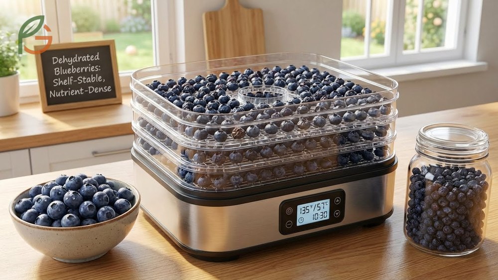 How to dehydrate blueberries begins with washing and blanching to crack skins for faster moisture removal.