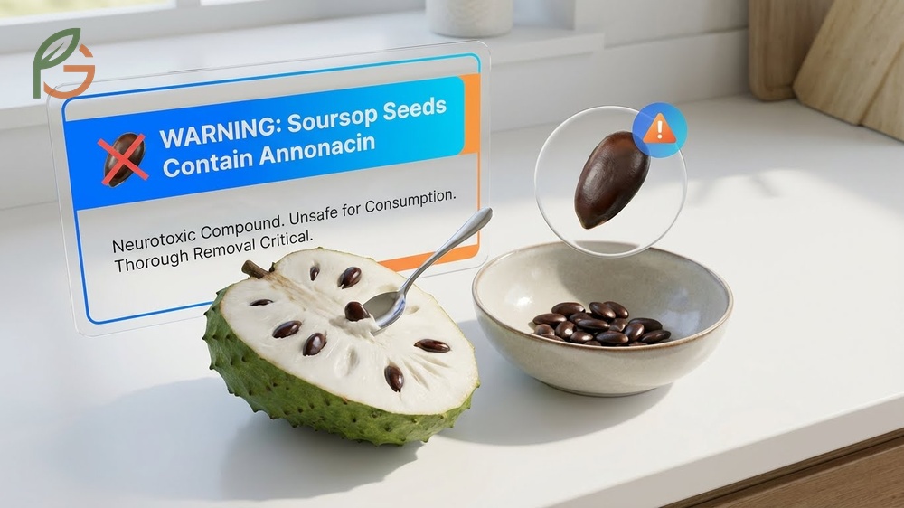 Remove soursop seeds manually or with a mixer to avoid neurotoxic compounds and ensure safe consumption.