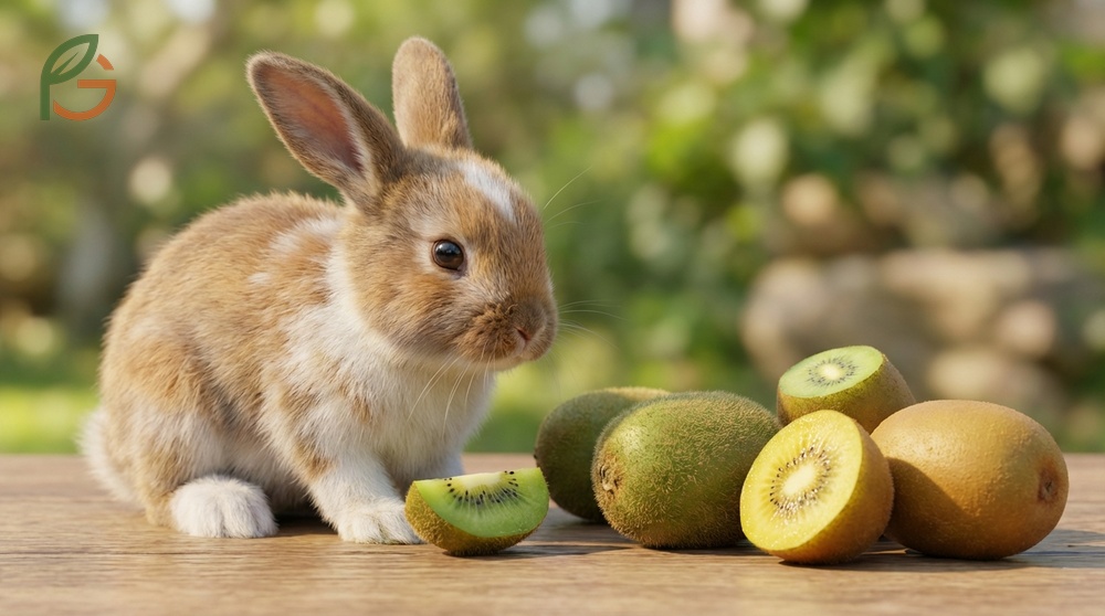 Can rabbits have kiwi skin which may irritate sensitive digestive tracts despite high fiber.