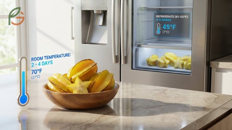 How to store starfruit using refrigeration for ripe fruit or counter storage for unripe green varieties.