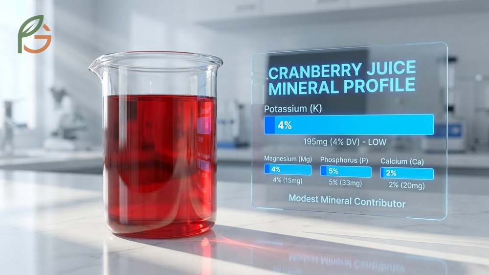 Minerals and potassium content in cranberry juice provides 195mg of potassium per cup for heart health support.