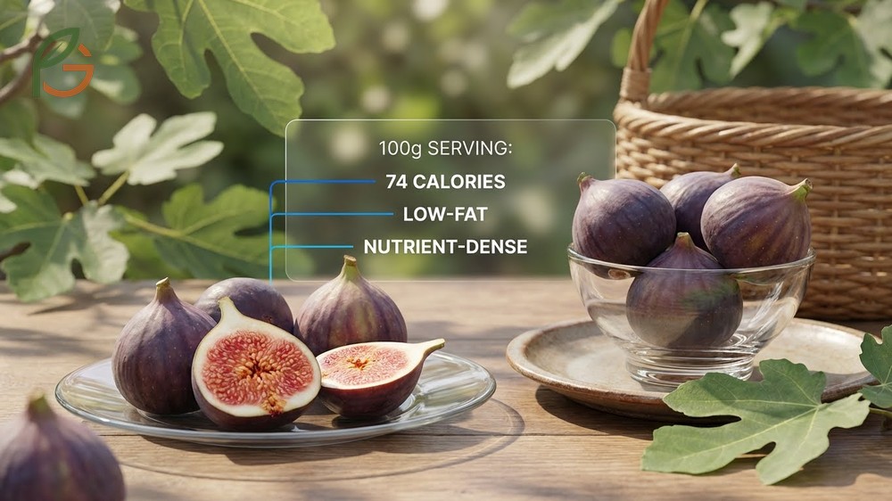 Nutritional value of figs breakdown showing low fat content and essential macronutrients for healthy diets.