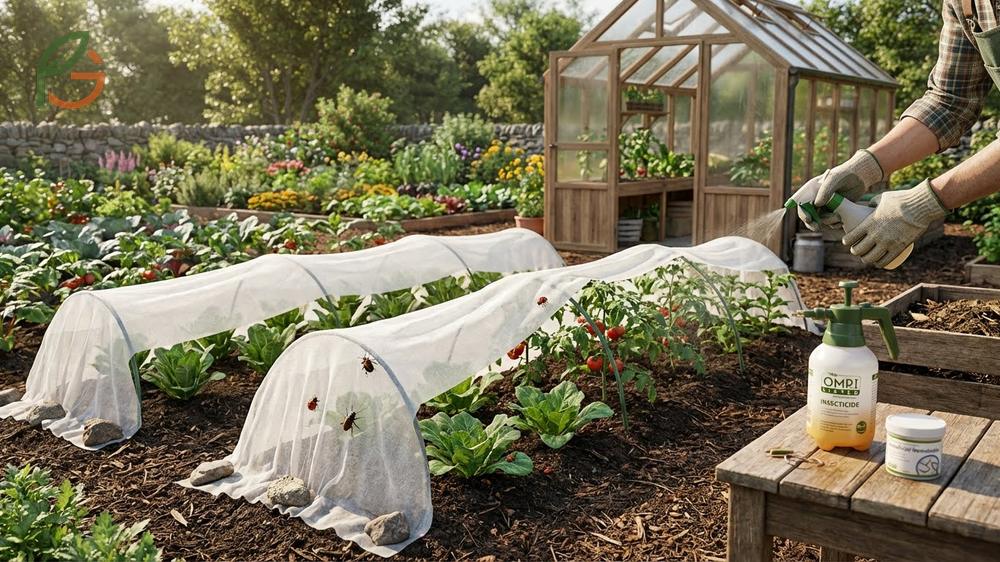 Organic beetle control methods utilizing floating row covers and companion plants like radish to reduce pest colonization by 90 percent.