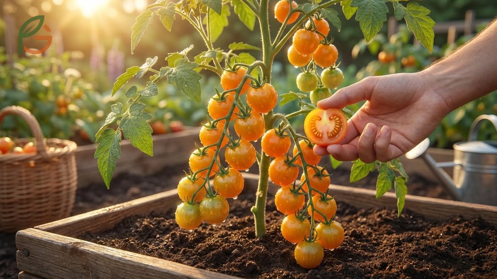 Sun gold cherry tomatoes feature a rich sugary taste with tropical fruit notes and reach maturity in 57 days.