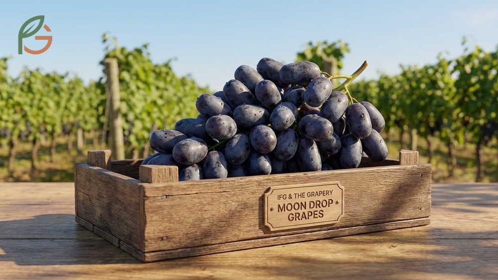 What are Moon Drop grapes showing the distinctive finger like shape resulting from careful plant breeding.