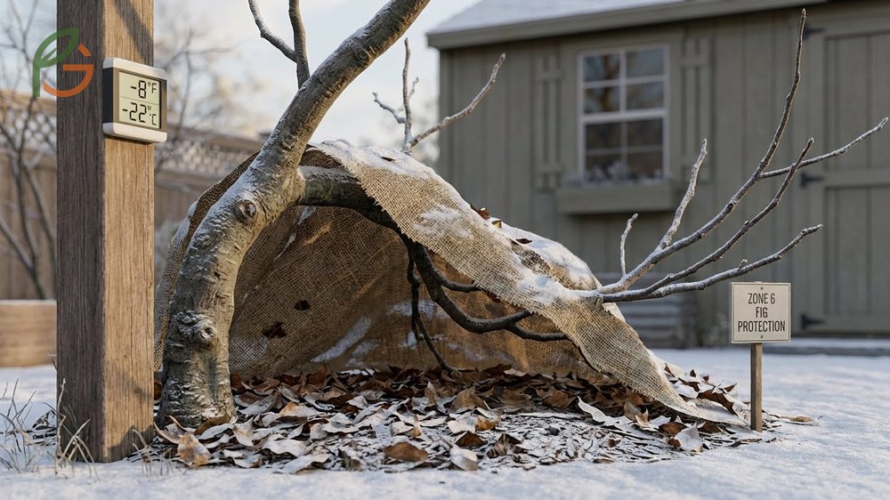 Zone six fig trees trained as low cordons to facilitate easy covering and winter protection methods.