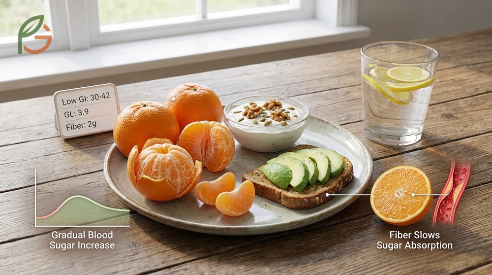 Are tangerines good for diabetics with a low glycemic index of 30 to 42 and fiber to slow sugar absorption.