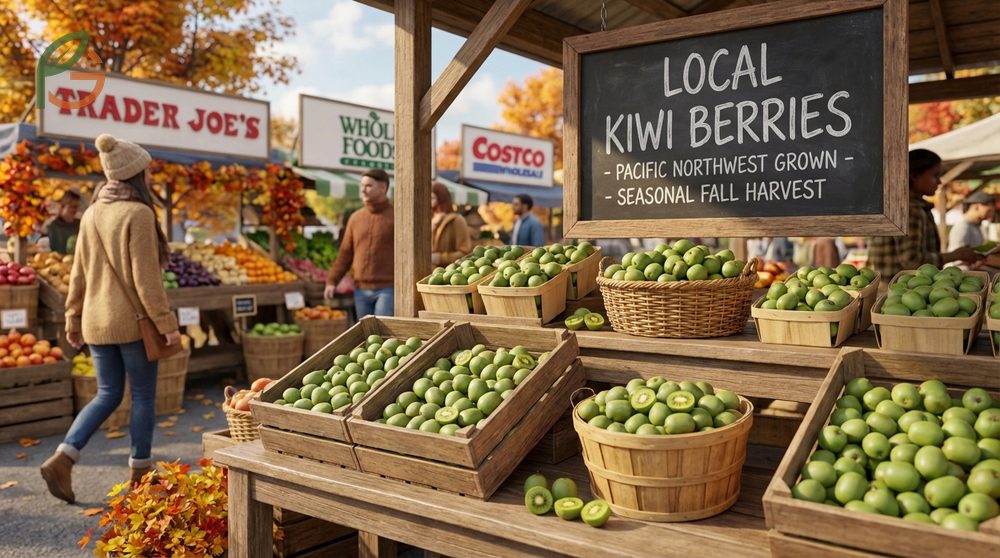 Where to buy kiwi berries at specialty markets and retailers during the short fall harvest season.