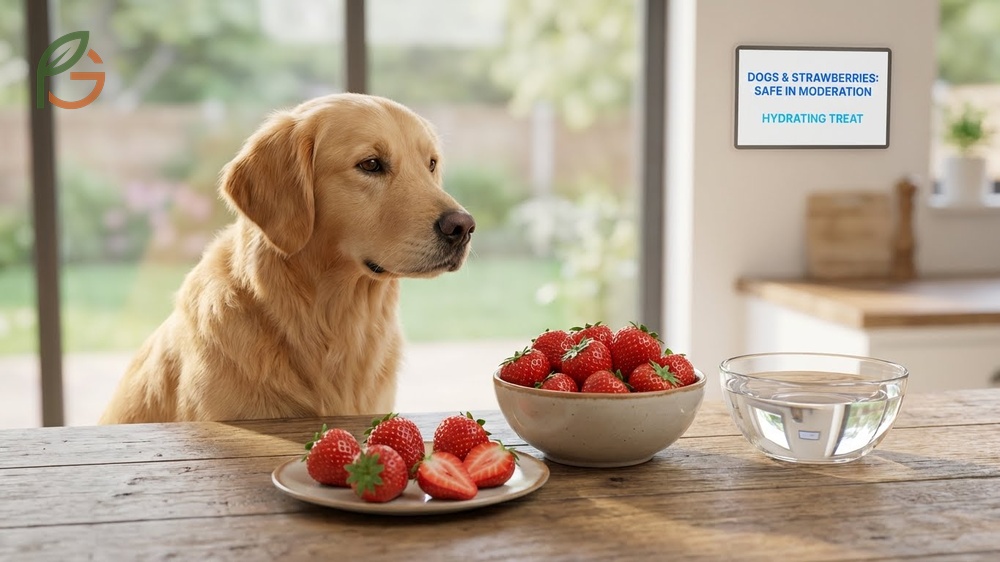 Can dogs eat strawberries as a hydrating non toxic snack containing natural sugars and water.