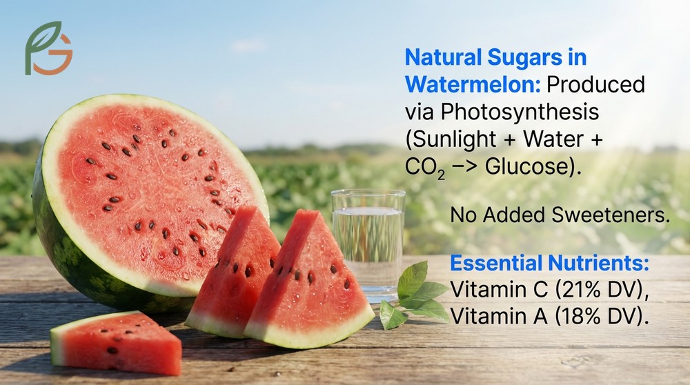 Natural sugars in watermelon provide vitamins and fiber unlike processed sweeteners found in other foods.