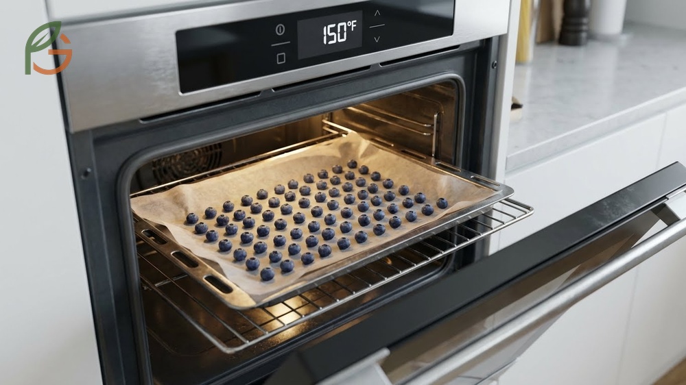 Oven drying method involves low heat settings and leaving the door ajar to allow moisture to escape.
