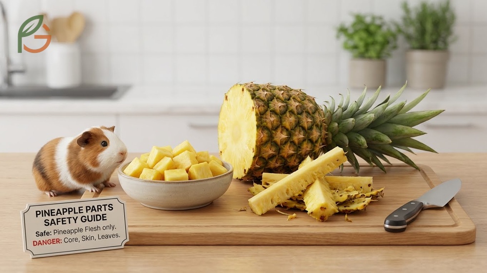 Pineapple parts safety guide identifying dangerous components like sharp leaves and hard cores that cause injuries.