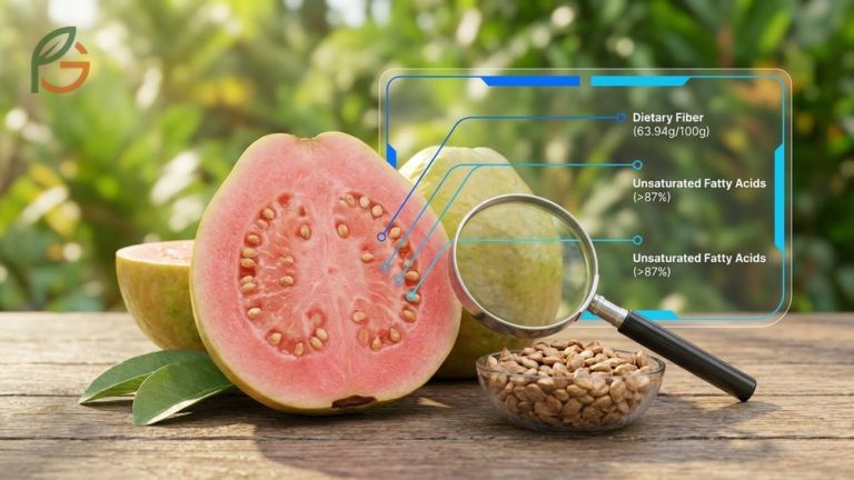 Can you eat guava seeds safely as they contain 63g of dietary fiber and beneficial unsaturated fatty acids.