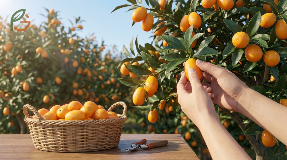 Kumquat season and growing tips for harvesting from November to April in USDA hardiness zones 8 to 11.