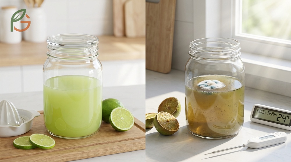 Does lime juice go bad explanation detailing oxidation and microbial growth in fresh citrus juice.