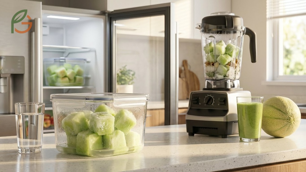 Thawing frozen melon best practices using overnight refrigeration to maintain safety and flavor.