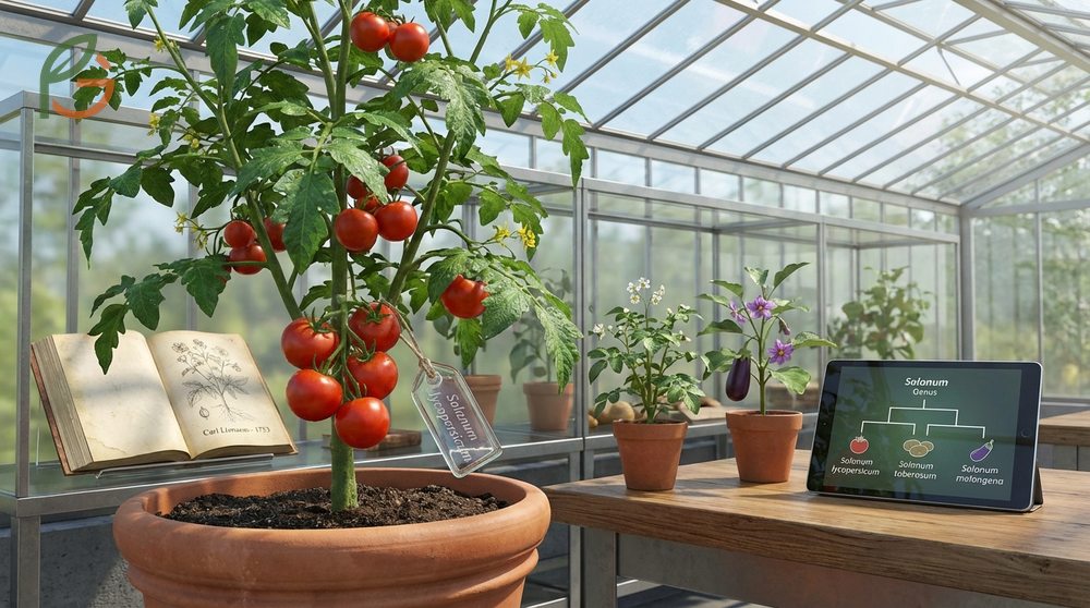 Tomato plant scientific name Solanum lycopersicum identifies it as a nightshade family member related to potatoes.