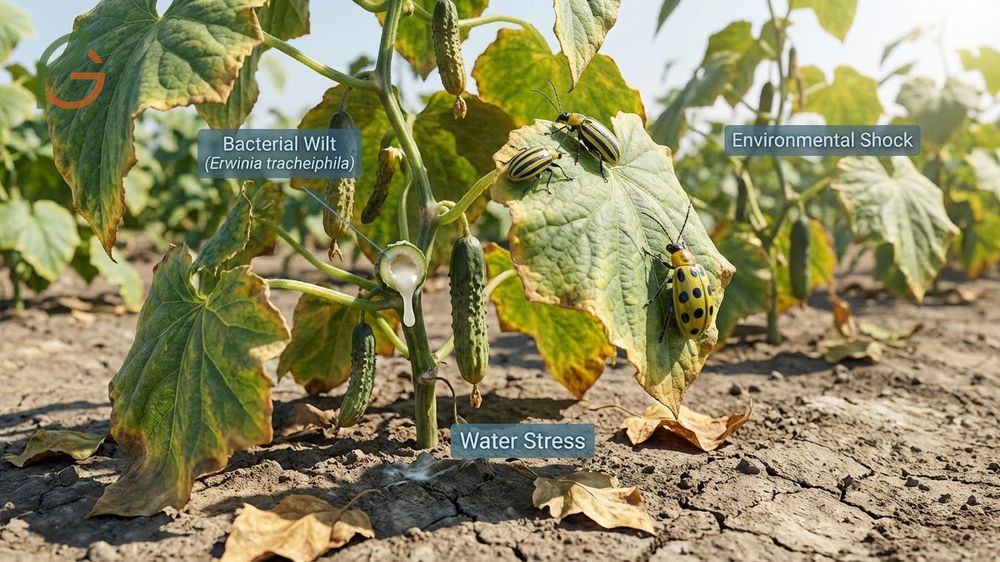 Why are my cucumber plants wilting analysis focusing on bacterial wilt infection and the sticky ooze test confirmation.