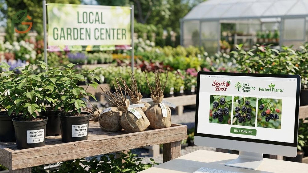 Where to buy triple crown blackberry plants includes online nurseries and local garden centers during spring planting season.