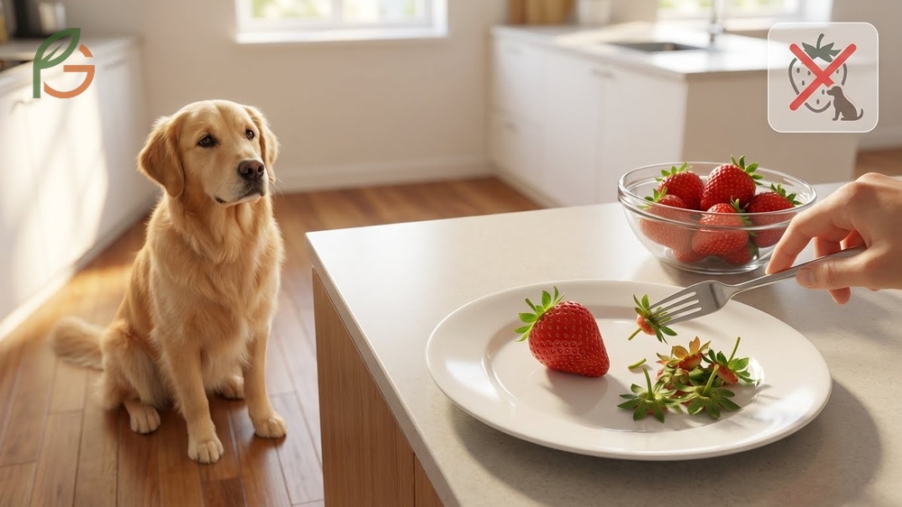 Can dogs eat strawberry tops advising removal of stems and leaves to prevent digestive upset.