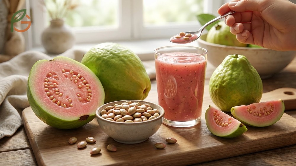 Can you eat guava seeds by chewing thoroughly or blending them into smoothies for better digestion.