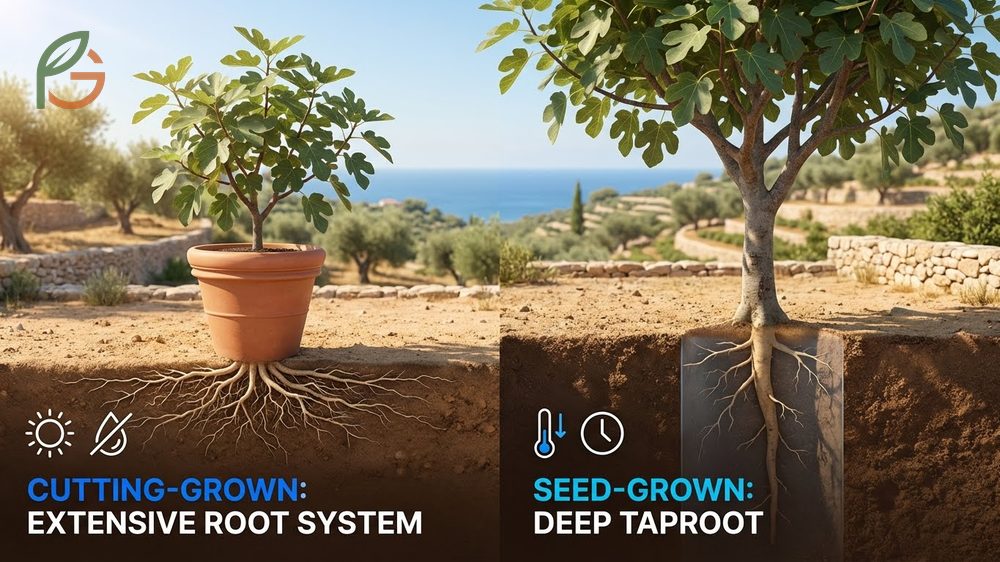 Common fig tree care basics emphasizing 6 to 8 hours of direct sunlight daily for fruit set.