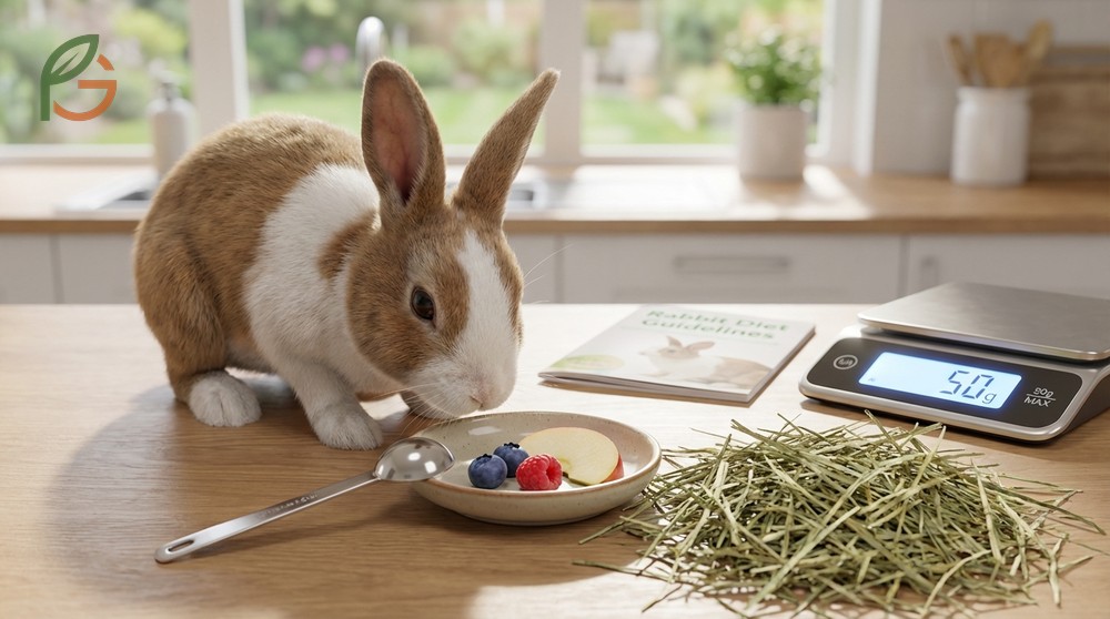 How much fruit for rabbits guidelines suggesting 1 to 2 tablespoons per 6 pounds of body weight.