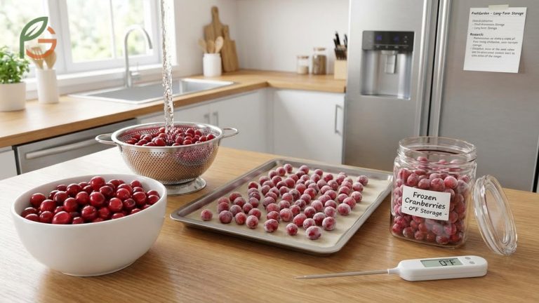 How to freeze fresh cranberries by selecting firm berries from September through January for flash freezing.