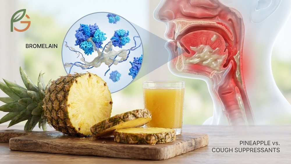 Bromelain enzyme in fresh pineapple helps reduce throat inflammation and breaks down mucus buildup effectively.