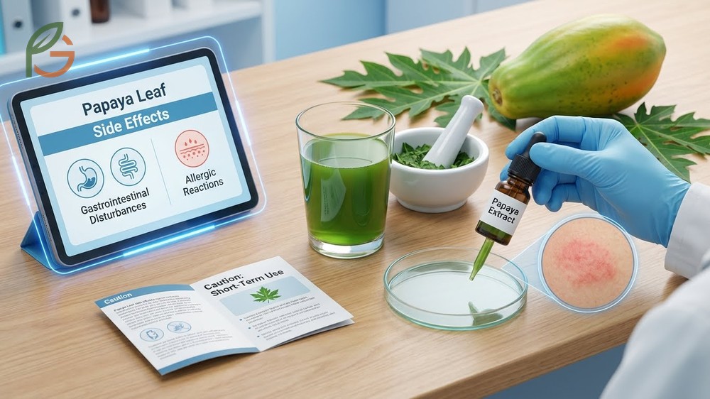 Papaya leaf side effects are generally safe for short-term use but may cause minor gastrointestinal disturbances in some adults.