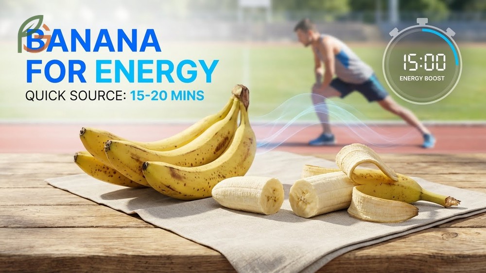 Banana for energy provides 27 grams of carbohydrates for sustained fuel during physical activity without crashes.