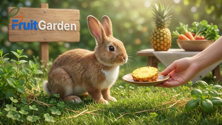 Can rabbits eat pineapple safety guide showing fresh fruit and nutritional advice for keeping bunnies healthy.