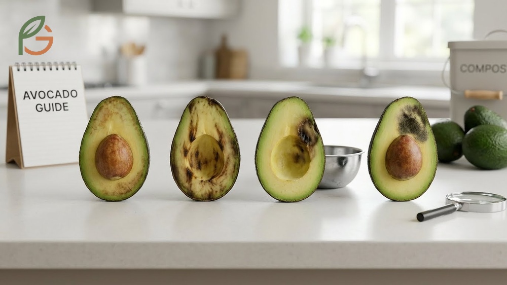 Causes of brown discoloration include physical bruising from handling and anthracnose fungal infections.