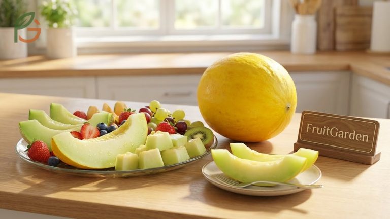 Golden honeydew melon guide detailing flavor profile and appearance with 13 to 16 percent sugar content.
