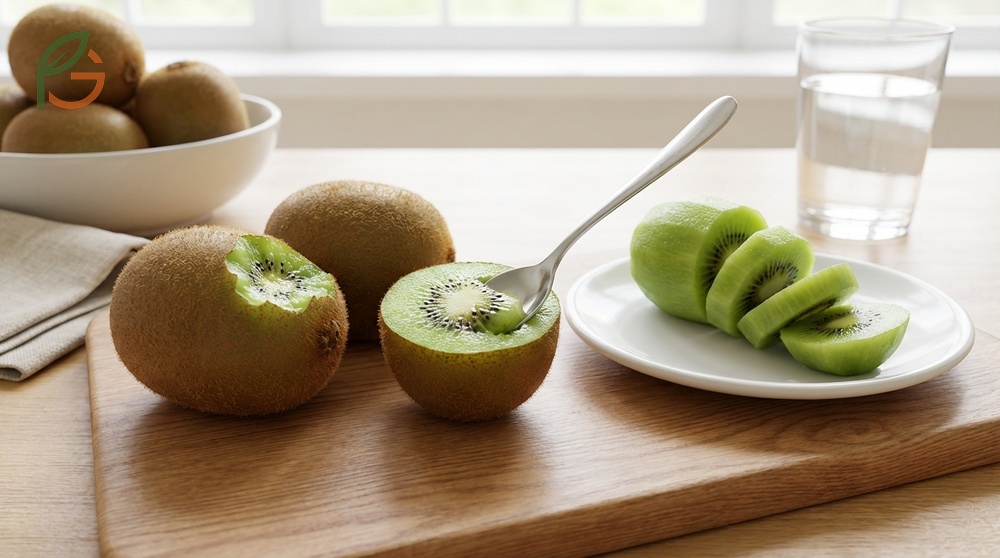 Eating kiwi with skin provides 3 times more antioxidants and boosts fiber intake by 50% compared to eating flesh alone.
