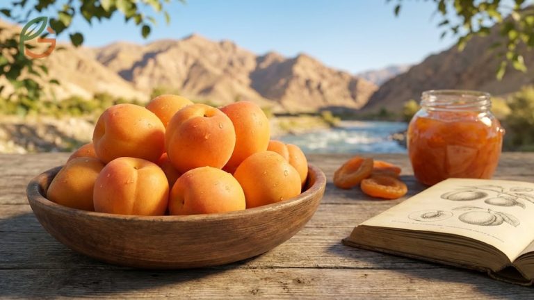 What is the apricot described as a nutritious stone fruit with velvety skin and sweet tart flesh.