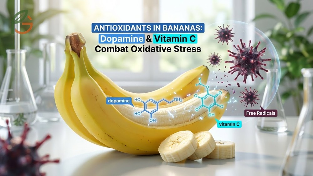 Antioxidants in bananas like dopamine and catechins help reduce oxidative stress and protect cells from damage.