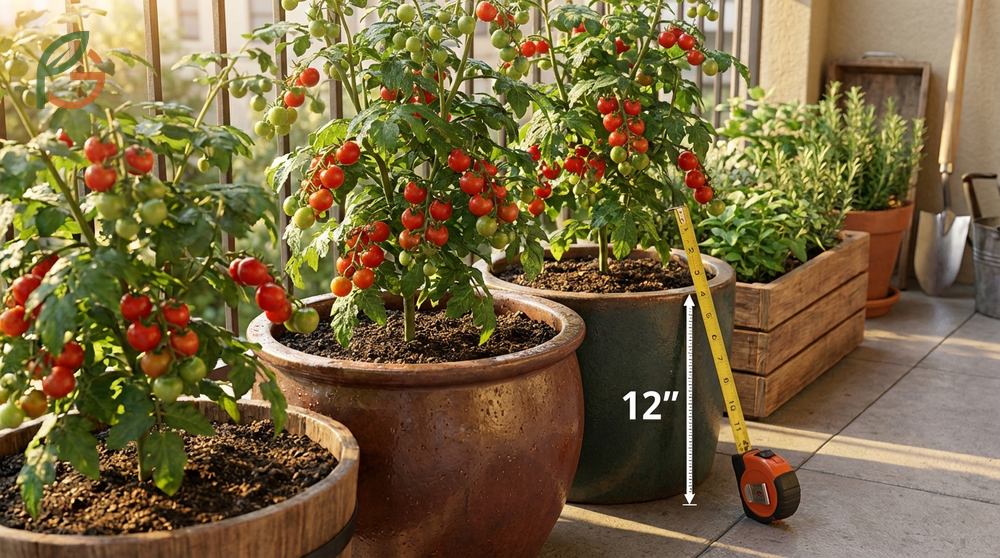Cherry tomatoes containers depth requirements of at least twelve inches ensure adequate root development for productivity.